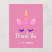 Roze Unicorn Theme Birthday Briefkaart (Voorkant)