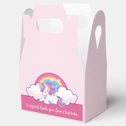 Roze Unicorn Thleed Birthday Party bevoordeelt Bedankdoosjes (Geopend)