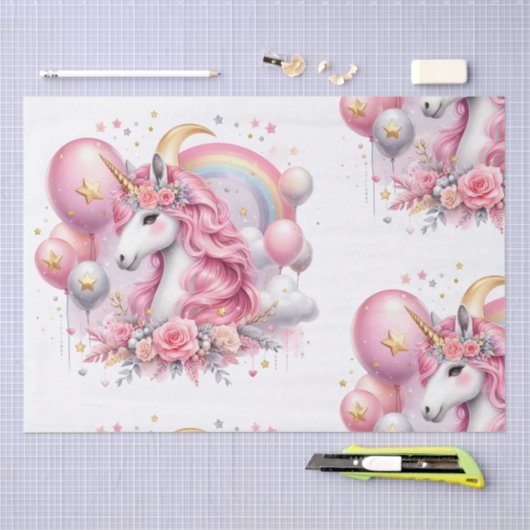Roze Unicorn Tissuepapier (Craft)