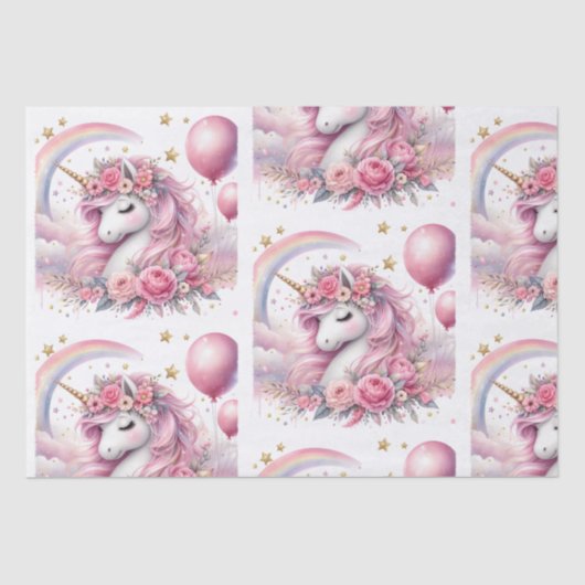 Roze Unicorn Tissuepapier (Voorkant)