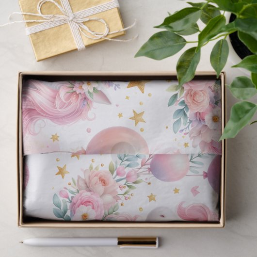 Roze Unicorn Tissuepapier (Geschenk)