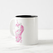 Roze Unicorn Tweekleurige Koffiemok (Voorkant links)