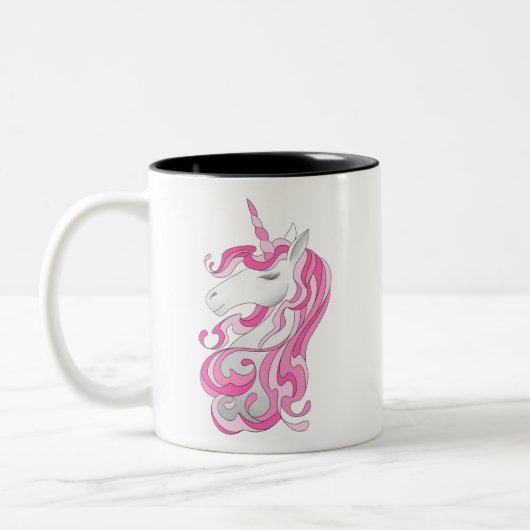 Roze Unicorn Tweekleurige Koffiemok (Links)