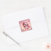 roze unicorn vierkante sticker (Envelop)