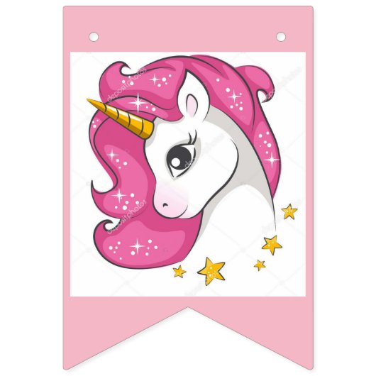 Roze unicorn vlaggetjes (Tweede vlag)