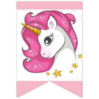 Roze unicorn vlaggetjes