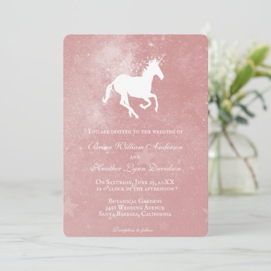 Roze Unicorn Weddenschap Kaart (Staand voorkant)