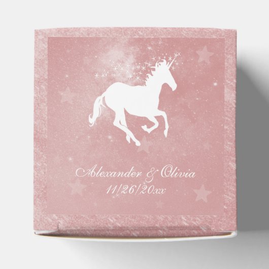 Roze Unicorn Wedding Favor Box Bedankdoosjes (Bovenkant)