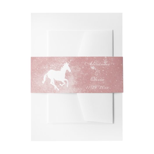 Roze Unicorn Wedding Invite Belly Band Uitnodigingen Wikkel (Voorkant Voorbeeld)