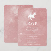 Roze Unicorn Wedding RSVP Kaart (Voorkant / Achterkant)