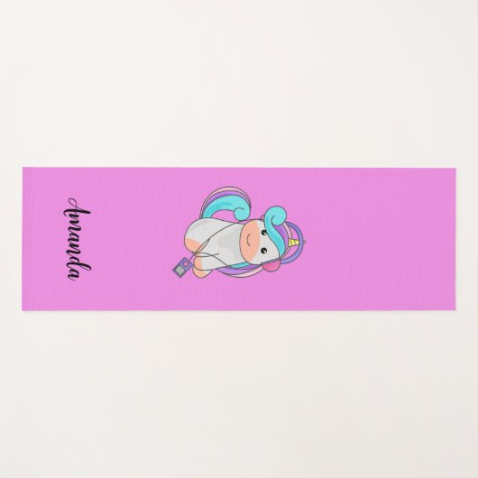 Roze unicorn yogamat (Voorkant (horizontaal))