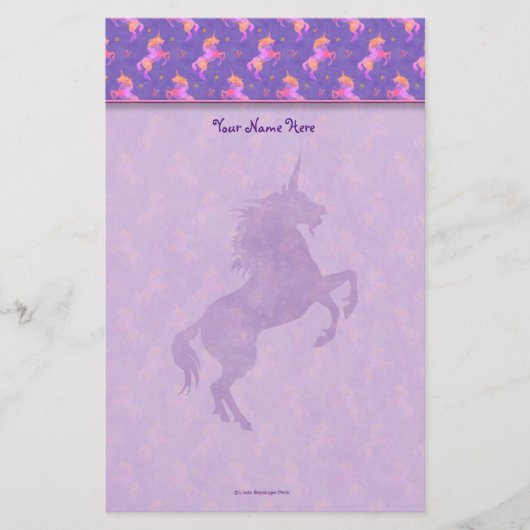 Roze Unicorns bovenste rand Briefpapier (Voorkant)