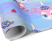 Roze Unicorns en harten Cadeaupapier (Rol Hoek)