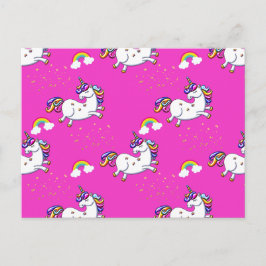Roze Unicorns Gold Stars en regenboog Briefkaart