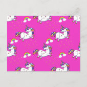 Roze Unicorns Gold Stars en regenboog Briefkaart (Voorkant)