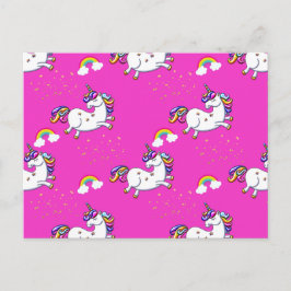 Roze Unicorns Gold Stars en regenboog Briefkaart
