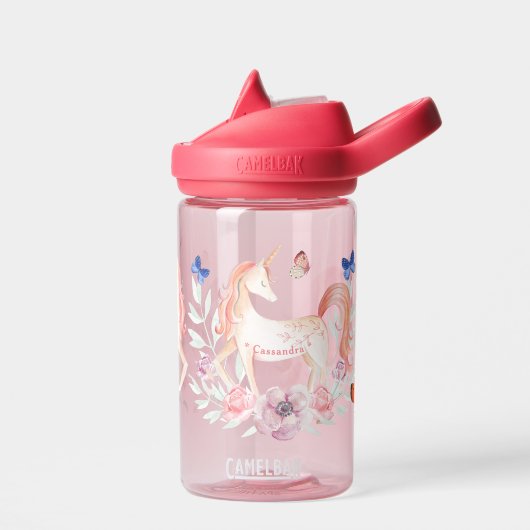 Roze Unicorns in de fluitfles voor tuinwater Waterfles (Links)