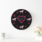 Roze Unicorns met warmroze hart op zwart Grote Klok (Huis)