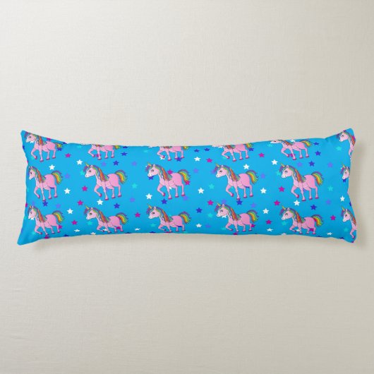 Roze Unicorns & Star Print Body Pillow Lichaamskussen (Voorkant)