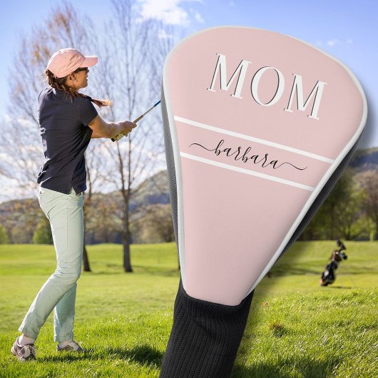 Roze Unieke Aangepaste MOM Gepersonaliseerd met Na Golfheadcover