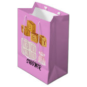 Roze Unieke Baby Meisje Dice Baby shower Gift Bag Medium Cadeauzakje (Voorkant Gekanteld)