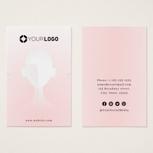 Roze unieke portret aangepast logo oorscherm visitekaartje (Voorkant /achterkant)