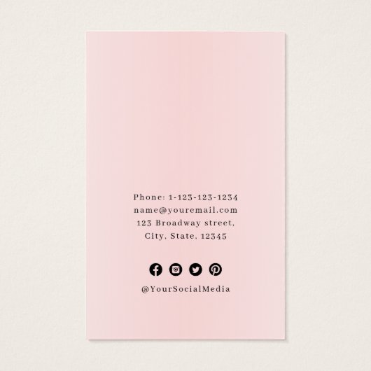 Roze unieke portret aangepast logo oorscherm visitekaartje (Achterkant)