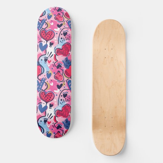 Roze Unieke Retro Y2K Uniek Design Skateboard (Voorkant)