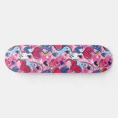 Roze Unieke Retro Y2K Uniek Design Skateboard (Horizontaal)