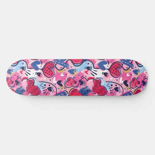 Roze Unieke Retro Y2K Uniek Design Skateboard (Horizontaal)