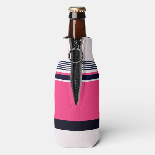 Roze uniform strepen flesjeskoeler (Fles Achterkant)