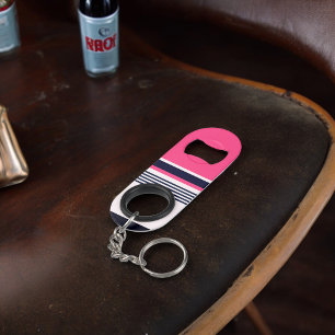Roze uniform strepen mini flessenopener