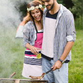 Roze uniform strepen schort