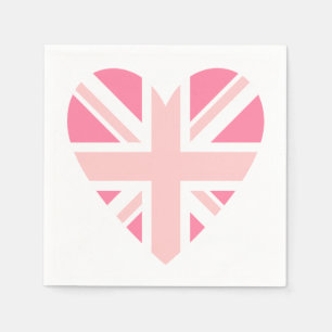 Roze Union Jack/Flag Hart Servetten