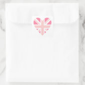 Roze Union Jack/Flag Hart Vierkante Sticker (Tas)