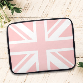 Roze Union Jack UK Vlag Monogram Laptop Mouw Laptop Sleeve