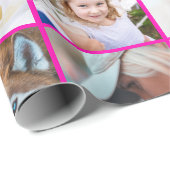 Roze uw foto aangepaste raster collage cadeaupapier (Rol Hoek)