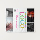 Roze uw Logo Foto's QR Code Social Media Promo Wandkleed (Voorkant (horizontaal))