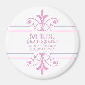 Roze v2 Fancy Versiering Opslaan Datum Magnet (Voorkant)