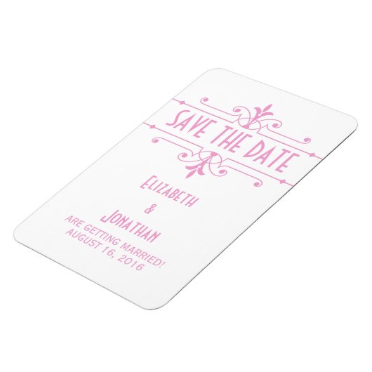 Roze v2 Fancy Versiering Opslaan Datum Magnet Magneet (Linkerzijde)