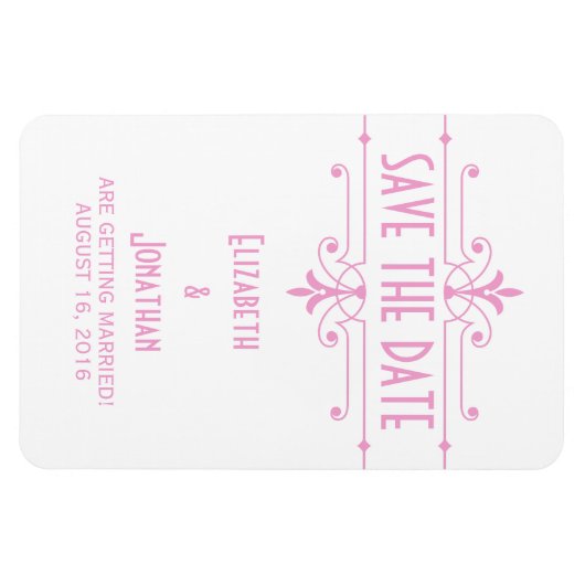 Roze v2 Fancy Versiering Opslaan Datum Magnet Magneet (Horizontaal)