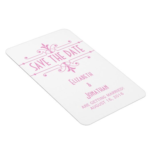 Roze v2 Fancy Versiering Opslaan Datum Magnet Magneet (Rechterzijde)