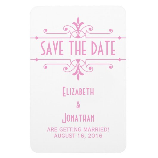 Roze v2 Fancy Versiering Opslaan Datum Magnet Magneet (Verticaal)