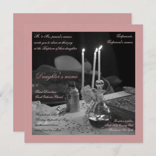 Roze Vaftisi Kaart (Voorkant / Achterkant)