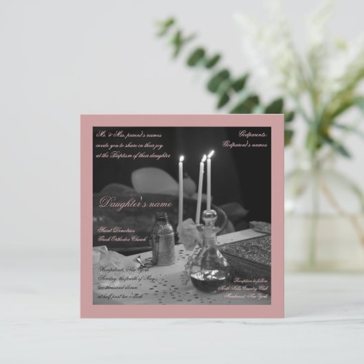 Roze Vaftisi Kaart (Staand voorkant)