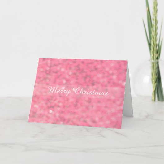 Roze Vage Glitter Prettig Kerstfeest Feestdagen Kaart (Voorkant)