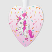 Roze Vakantie Eenhoorn en Sprinkles Kerstmis Ornament (voorkant)