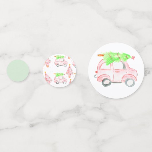 Roze vakantie kerst auto tafel confetti (Voorkanten)