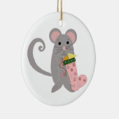Roze vakantie muis keramisch ornament (Rechts)
