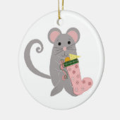 Roze vakantie muis keramisch ornament (Links)